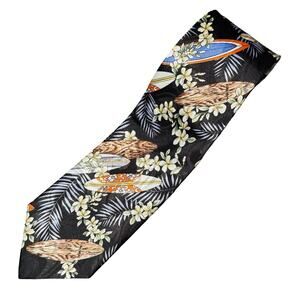 Aloha Melting Pot Hawaii Handmade Surfboard Floral Necktie Novelty Tie